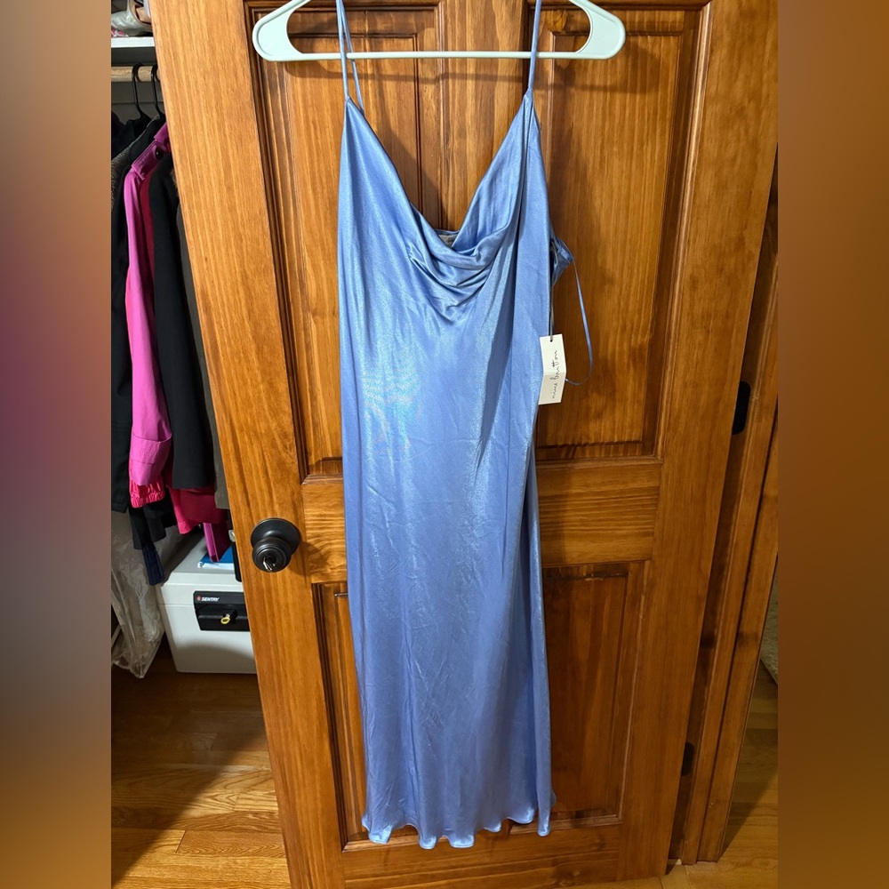 Nine Britton Jodie cowl neck  Blue midi dress